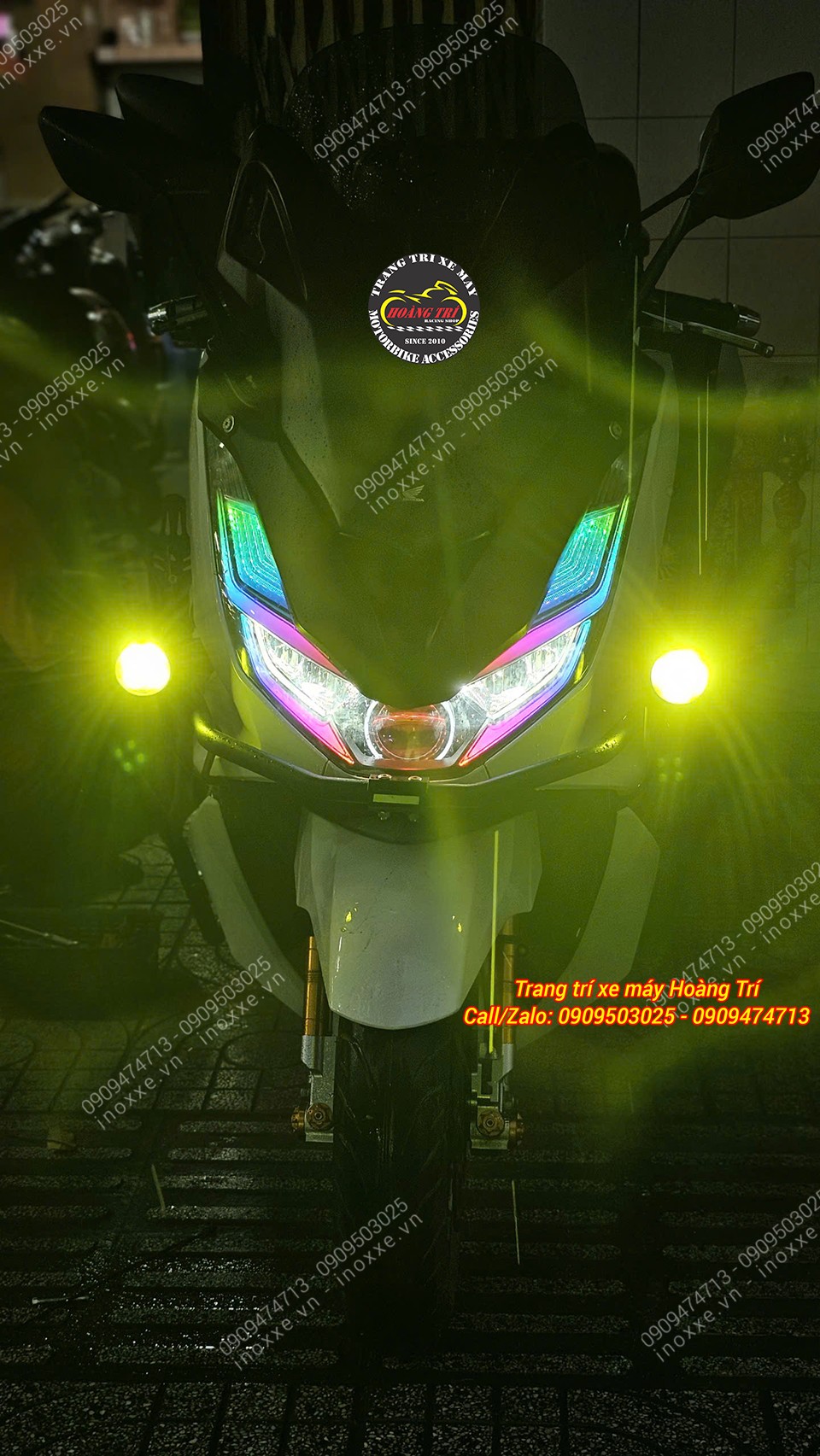 Độ đèn Led Audi PCX 160 điều khiển bằng điện thoại